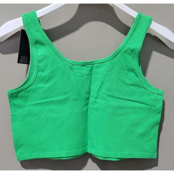 Wild Fable Women XXL Vibrant Green Notched Scoop Neck Fitted & Cropped Tank Top - Picture 2 of 6